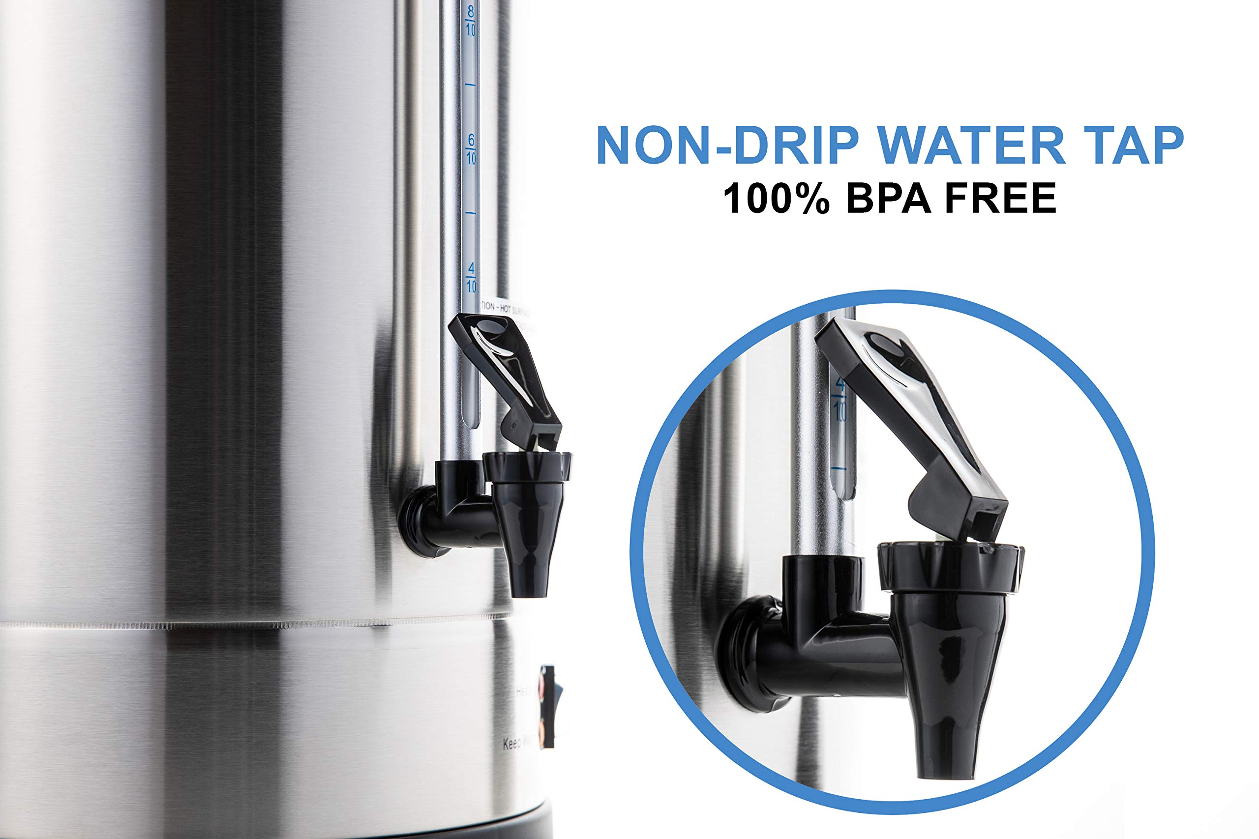 Sybo Sr-Cp-50B Commercial Grade Stainless Steel Percolate Coffee Maker Hot Water Urn For Catering, 50-Cup 8 L, Metallic